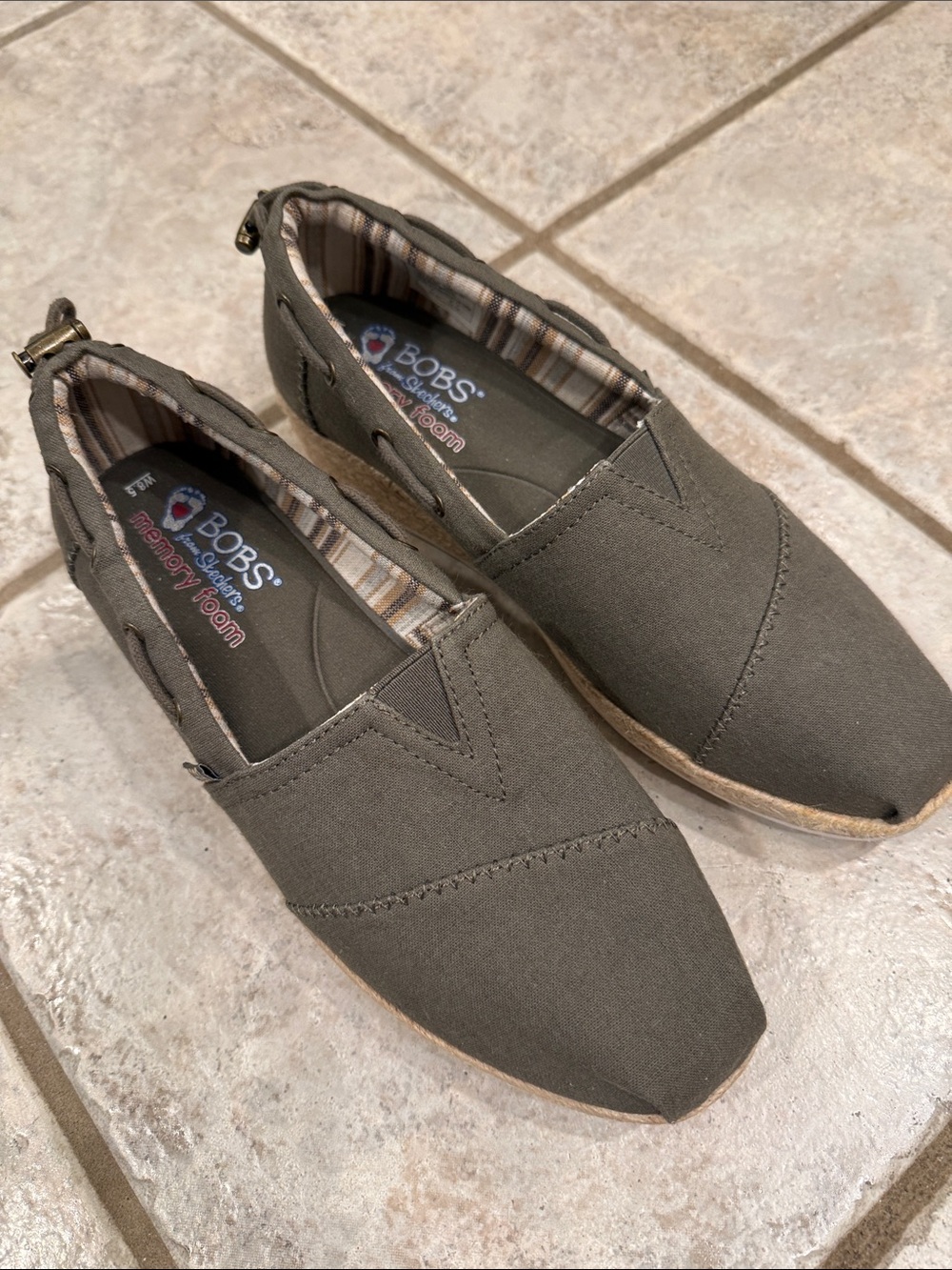 Bob’s by Skechers Olive Canvas Slip-On Loafers